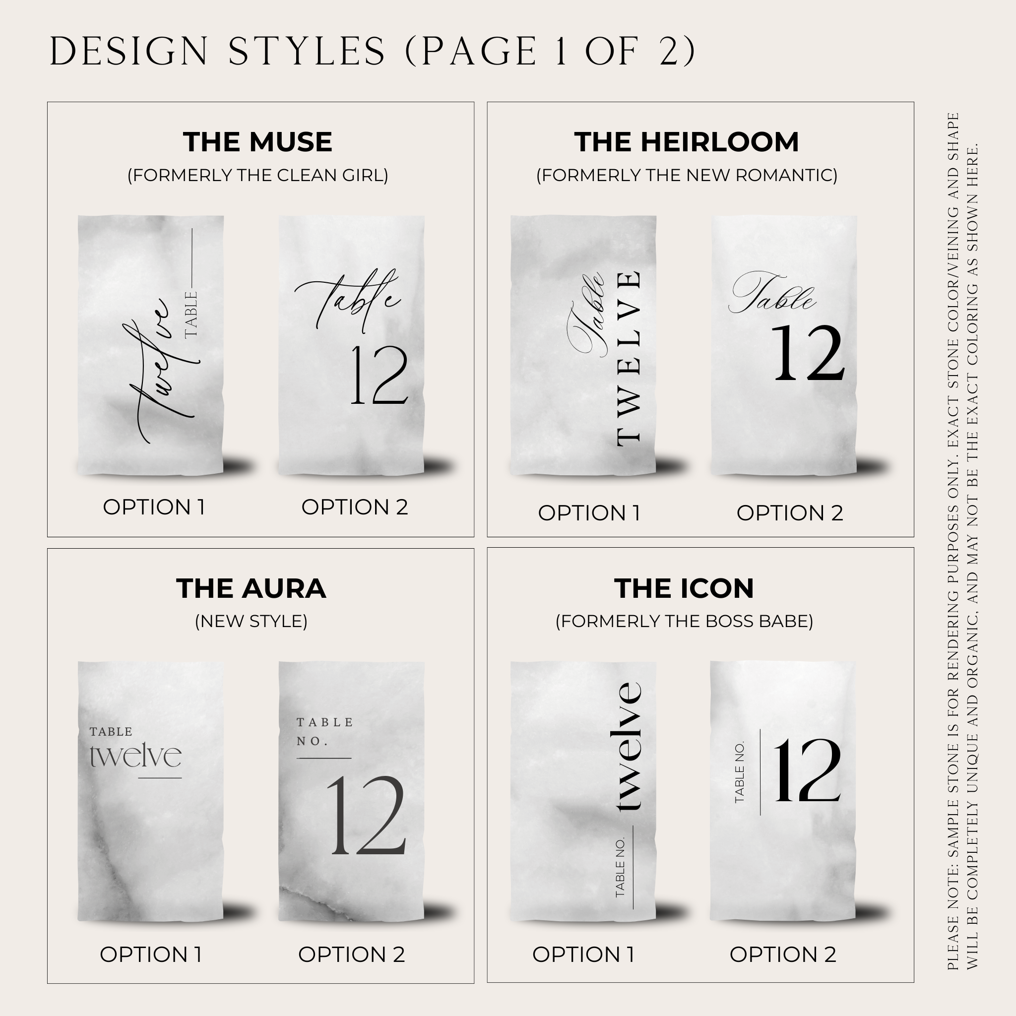 Moonlight Marble Table Numbers